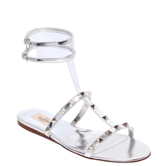Valentino Garavani Shoes - VALENTINO ROCKSTUD SILVER  SANDALS
